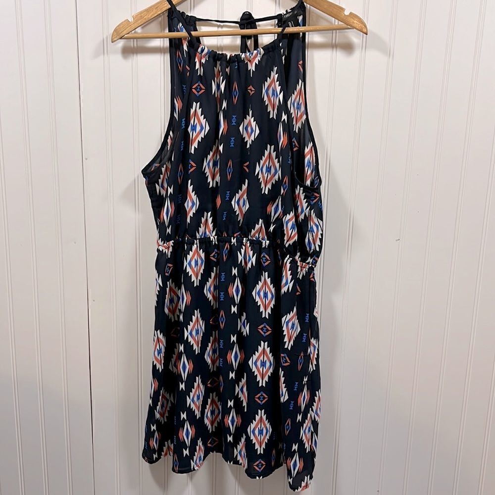 Forever 21 Navy geometric print open back dress